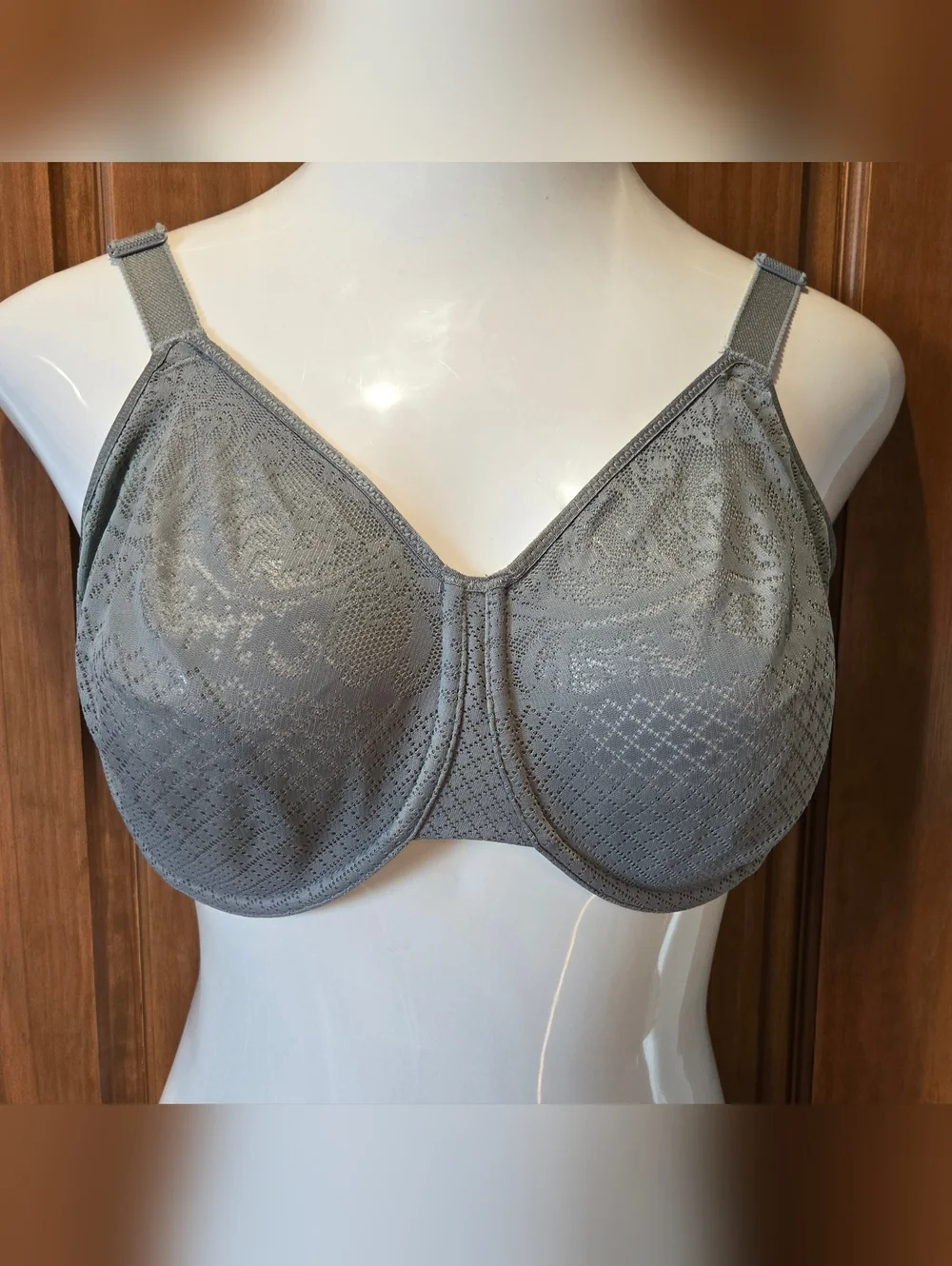 Wacoal Grayish Blue Lace-Overlay Full Coverage Minimizer Bra - Picture 1 of 5